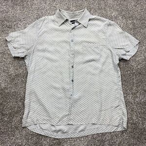 MURANO shirt mens XL silk short sleeve Geometric‎ button up club party